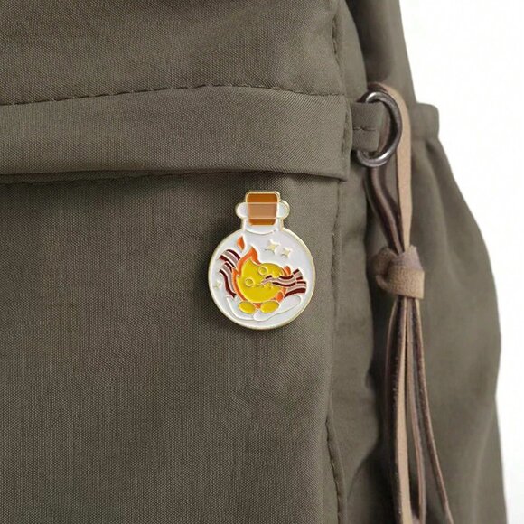 Calcifer & His Bacon ♥︎ Enamel Pin (from Howl's Moving Castle) - Brand-New! - Picture 4 of 5